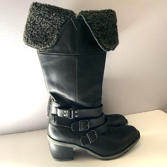 Hush Puppies Black Heeled Boots Ladies Size 6m - Picture 2 of 9